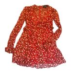 The Kooples Red Floral Long Sleeve Ruffle Mini Dress – Size 1 (S/US 4) Photo 0