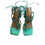 EGO Teal Metallic Lace Up Block Heels Sandals Size UK 7 / US 9 Photo 8