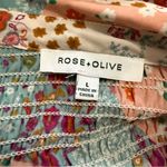 Rose + Olive  Multicolor Floral Patchwork Blouse with Ruffles Size Large Photo 3