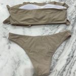 SheIn Tan Strapless Ruffle Bikini Photo 1