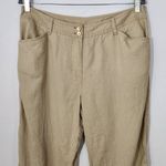 Jones New York  Khaki Linen Cropped Pants Size 14 Capri Linen Pants Photo 1