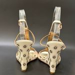 ESCADA Ivory White Leather Crystal Studded T Photo 3