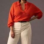 Anthropologie Maeve V-Neck Polo Sweater in Orange Photo 10