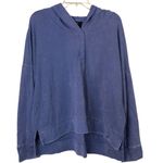 Free Press  Distressed Blue Hooded Sweatshirt Size Medium Photo 0