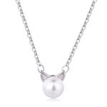 Pearl Cat Earring & Necklace Set Silver Photo 5