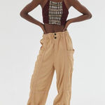 Urban Outfitters  Isla Slouchy Linen Jogger Cargo Pants Large High Waist Photo 0