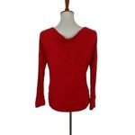 Lucky Brand  Red Waffle Knit V Neck Pullover Sweater Medium Casual Cozy Fall Top Photo 4