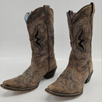 Laredo  Women's  Lucretia Brown Snip Toe Studded Snake Inlay Cow Boy Boot Size 10 Photo 0