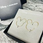 BaubleBar Disney x Mickey Mouse Outline Wire Hoop Earrings Gold | NWT Photo 0