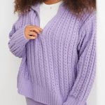 Aerie Lilac Cable Car Quarter Zip Sweater Photo 0