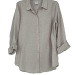 Sigrid Olsen Linen Button Up Shirt Beige Button Back
Roll Tab Sleeves Size M Photo 0