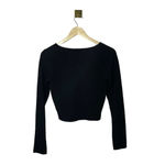 Aster Women’s Lace Up Knit Cropped Sweater in Black Size XS Photo 6