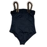 Noli  Mallorca Belted One Piece Swimsuit Black Gold Chain Straps Large Photo 5