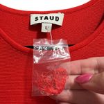 STAUD NEW NWT  Elyse Midi Dress In Cayenne Orange Red Photo 7