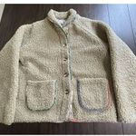 MABLE Coat Womens L Tan Sherpa Fleece Jacket Quilted Lining Paisley Hem Boho Size L Photo 13