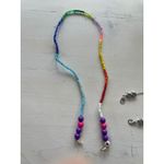 Eyeglass Lanyard Necklace Chain Beaded Rainbow and silver Star Charm Silver Photo 2