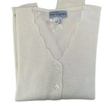 Bloomingdales  scalloped virgin wool classic cardigan sweater ivory sz medium Photo 8