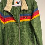 Aviator Nation  Green Varsity Jacket with Multicolor Stripes Photo 8