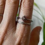 Silver Double Band Ring Flower Cubic Zirconia Vtg 90s Jewelry Girlhoodcore Y2K Photo 5