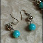 Boho Turquoise Crackle Stone Necklace Set Blue Photo 3