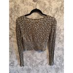 Urban Outfitters Women's Smocked Floral Crop Top Blue Brown Long Sleeve M NWT Photo 2