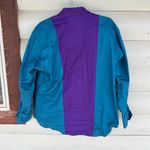 Vint. 90s Teal Purple Color Block Western Cowgirl Long Sleeve Button Down Shirt Blue Size M Photo 5