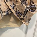 C&C California NWT  Size L Tan Blue Paisley Smocked Tank Top Bows Boho Peasant Photo 7