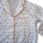 Sleepy Jones Women's Pajama Set Size S Deer Print White Red Trim Sleepwear Photo 3