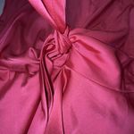 Flower & Feather Pink Silky Designer Preppy Shine Glam Bow Tie Blouse Top Small Photo 7