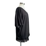 White House | Black Market Black & Gold Fringe Boho V Neck Blouse NWT Sz L/XL Photo 1