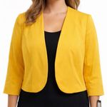 Maya Brooke Yellow Cropped Blazer Open Front 3/4 Sleeve Plus 16W NWT(A201) Photo 0