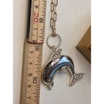 None Silver Dolphin Pendant Necklace With Rhinestone Accents On Gold-Tone Paperclip C Photo 4