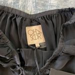 Chaser Black Tie Neckline Cold Shoulder Long Sleeve Peasant Blouse Medium Photo 3