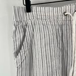 Athleta Bali Pants SZ 6 100% Linen White Stripe Drawstring Pull On Crop Cropped Photo 10