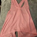 Zyia  Womens M Nimbus-Back Tank Top Pink Mesh Stripe Split Open Tie Back Photo 0