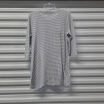 Daniel Cremieux Cremieux Women's Tunic Top Size Medium Blue White Stripe Casual Summer Blouse Photo 1