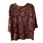 Chico's Paisley Print V-Neck 3/4 Sleeve Sweater Top Tan Coral Size 2 Photo 6