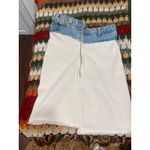 ZARA Strapless Denim Mini Dress Small Blue White Raw Hem Photo 8