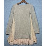A'Reve Women’s Dress Sz L Sweater Ruffle Boho Hippie Ruffle Crochet Tan Size L Photo 4
