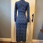 ZARA  XS pencil blue floral dress front slit ruched midi maxi Photo 7