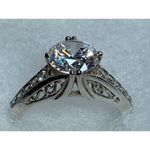 DQ CZ 8.44mm Cubic Zirconia High Setting Sterling Silver CZ accents SZ 11 Ring Photo 6