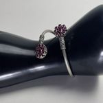 NATIVE AMERICAN 925 STERLING SILVER Navajo Stamped BRACELET Pink/Ruby Purple Photo 3