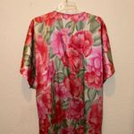 Vintage Floral Kimono Dress Hawaiian tropical Mumu Red Size L Photo 4