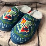 Harry Potter Hogwarts Christmas Holiday Themed Cozy Slippers Size 7 Blue Photo 0