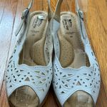 Spring Step Orella Leather White Slingback Wedge Sandals, size 9 Made in Italy Photo 2