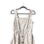 Monteau M Cream Floral Dress Button Front Square Neck Linen Blend Farm Cottage Photo 10