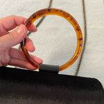 Anthropologie Anthropology Black Velvet Purse with Circle Faux Tortoise Handle/Shoulder Chain Photo 6