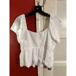 Hollister White Smocked Peplum Crop Top XL Boho Cottagecore Photo 2