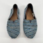 Toms Slip On Women's Shoes Size 8.5 Fuzzy Textured Striped Blue, Gray, Black Photo 7
