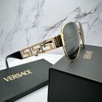 Versace New  Sunglasses Gold Aviator Pilot Metal Greca Logo Black Photo 2